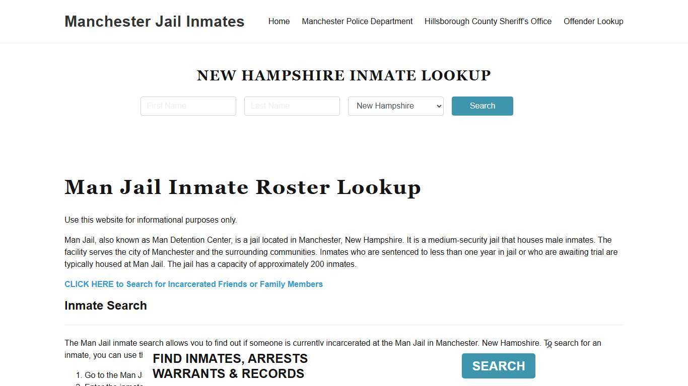 Manchester Jail Inmate Roster, Hillsborough County, NH, Offender Search